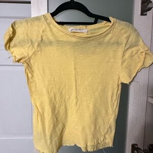 We The Free Yellow Fitted Cap Sleeve Tee